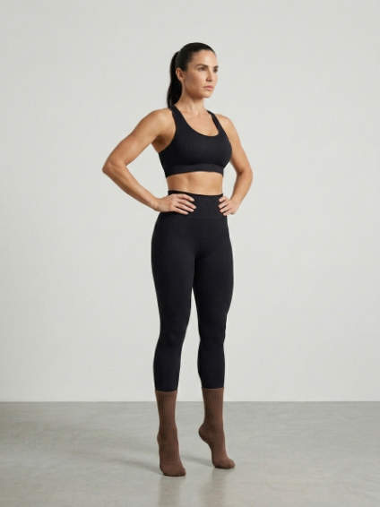Non-Slip Pilates Grip Socks – Ribbed Crew Yoga & Barre Socks