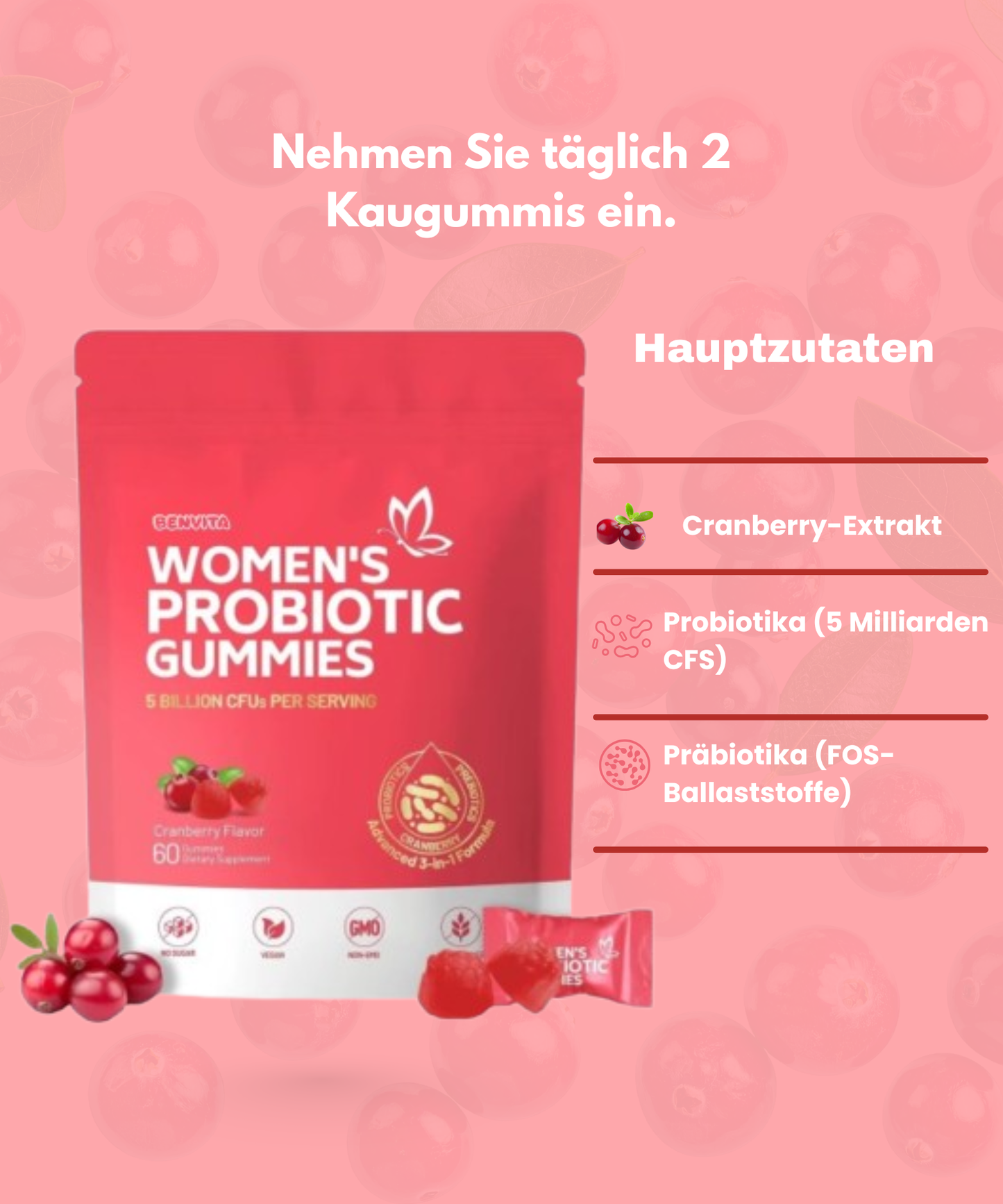 Benvita™ Gummibärchen Probiotische Canneberge